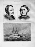 Old Antique Print 1873 Ashantee War Wolseley Ship Dunquah Playfair Vernon 19th