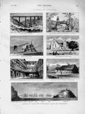 Old Antique Print 1873 Whitby Netherfield Norway Church Ships Duncraggan 19th