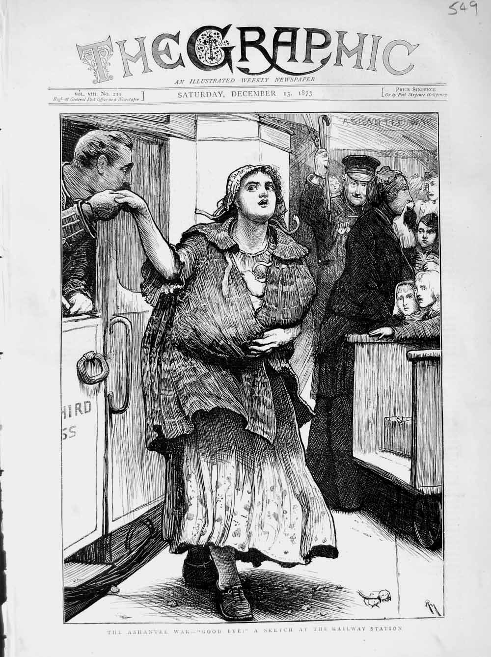 Original Old Antique Print 1873 Ashantee War British Siers Railway Station 19th