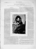 Original Old Antique Print 1873 Lady Mirror Chair Woman House 19th