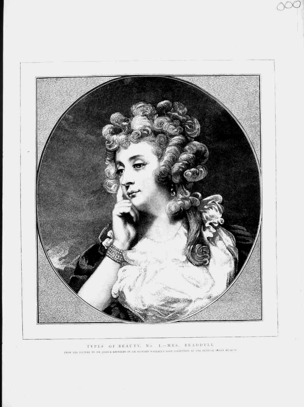Original Old Antique Print 1874 Portrait Beautiful Woman Mrs Braddyll Victorian