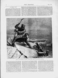 Original Old Antique Print 1874 Seals Sealskins Hunters Killing Arctic Regions
