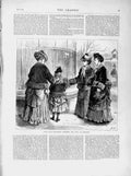 Original Old Antique Print 1874 Seals Sealskins Fur Coats Ladies Girl Fashion