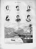 Old Antique Print 1874 Ashantee War Ship Tamar School Board Becker Ladies 19th