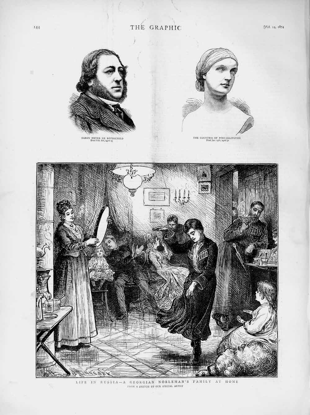 Antique Print *3051 1874 Russia Georgian Nobleman Rothschild Portarlington