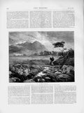 Original Old Antique Print 1874 Waterlow Fine Art Landscape Mountains Country