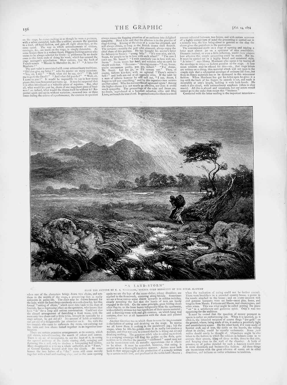 Original Old Antique Print 1874 Waterlow Fine Art Landscape Mountains Country