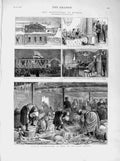 Old Antique Print 1874 Russia Washerwomen River Moskya Railway Carriage 19th