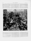 Original Old Antique Print 1874 Royal Entry London Procession Horses Carriage