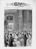 Original Old Antique Print 1874 Majesty Queen Drawing Room Buckingham Palace