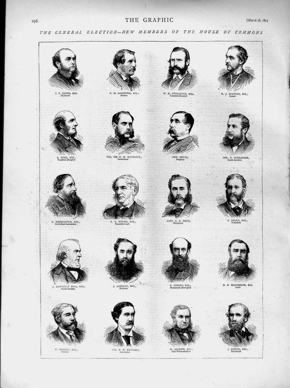 Original Old Antique Print 1874 House Commons Kennard Ashbury Woodd Price Shute