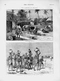 Old Antique Print 1874 Famine Bengal Cattle Starving Natives Relief Works 19th