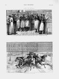 Old Antique Print 1874 Life Russia Grocer'S Shop Moscow Sledge Horse Neva 19th