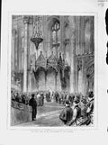 Original Old Antique Print 1874 Czar Visit London England Interior Guildhall