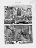 Original Old Antique Print 1874 Holland King Queen Amsterdam Nieuwe Kerk Mayor