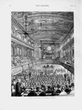 Old Antique Print 1874 Interior City Temple Holborn Viaduct Architecture 19th