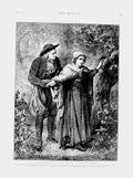 Original Old Antique Print 1874 Man Woman Tree Tellmarch Country 19th