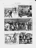 Original Old Antique Print 1874 Derby Oaks Horse Racing Sport Course Weighing