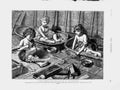 Old Antique Print 1874 Children Baskets Little Boys Gros-Alain Fine Art 19th