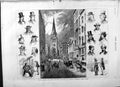 Old Antique Print 1877 America Scene Wall Street New York Buildings Men 19th