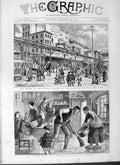 Old Antique Print 1877 America Elevated Railway New York Blackwall Thames 19th