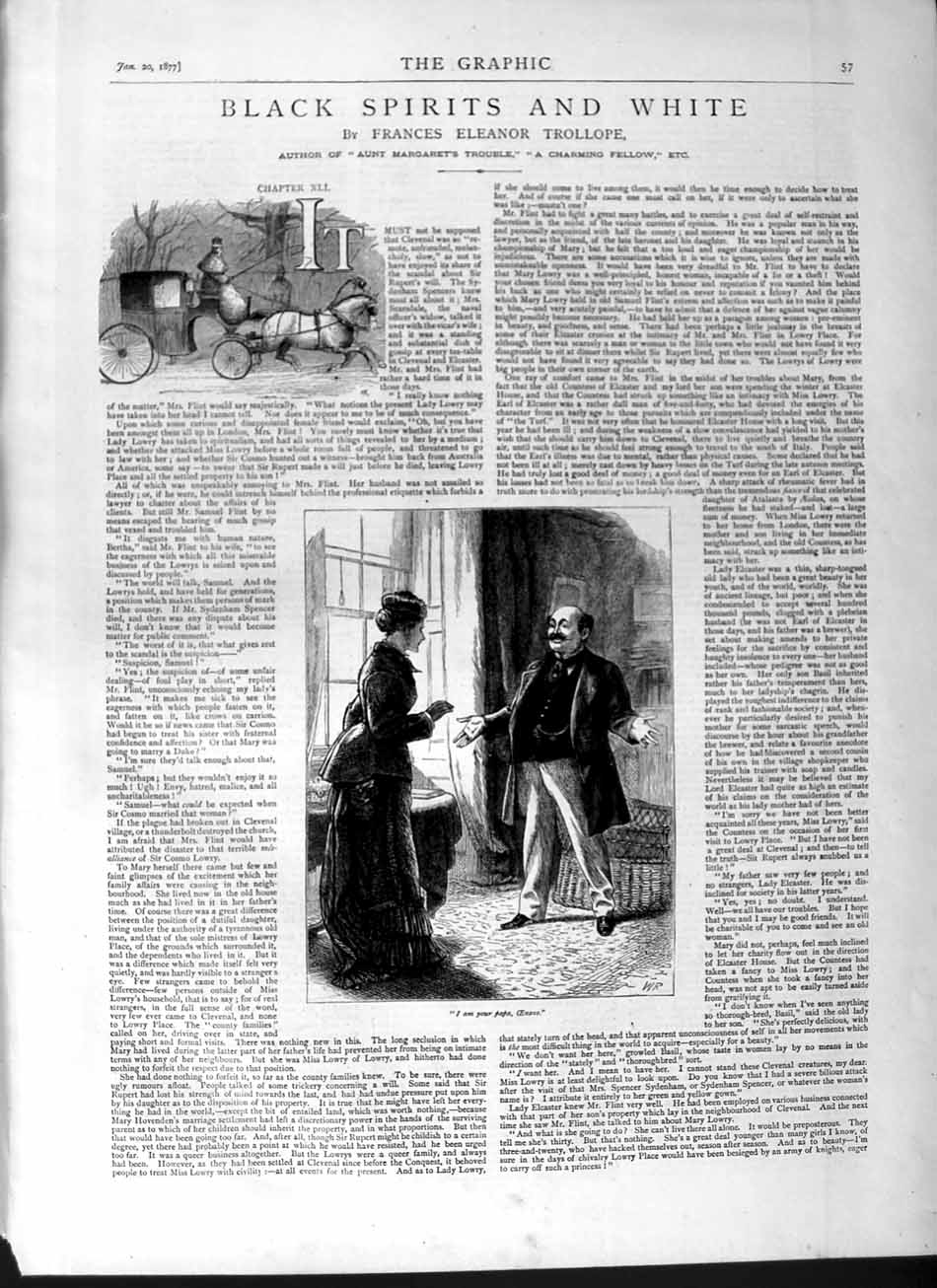 Old Antique Print 1877 Illustrations Black White Spirits Romance Man Lady 19th