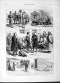 Original Old Antique Print 1877 War Nisch Bulgarians Mohammedan Lady Golgotha