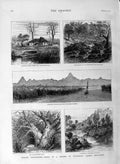 Original Old Antique Print 1877 Africa Lieutenant Young Livingstone Macoromazie