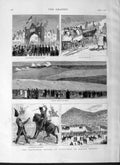 Original Old Antique Print 1877 Siers Volunteers Dunstable Battle Horses Arch