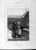 Original Old Antique Print 1877 Harbour Refuge Ladies Frederick Walker 19th
