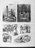 Old Antique Print 1877 Paper Chase Japan Ireland Turlogh Cathedral Earl 19th