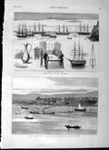 Original Old Antique Print 1877 St. Helena Turn Severn Danube River Ships Jug