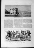 Old Antique Print 1877 British Embassy Therapia Turkish Firemen War East 19th