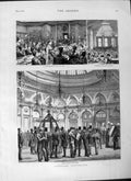 Old Antique Print 1877 Liverpool Free Library Art Club Exchange News Room 19th