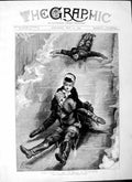 Old Antique Print 1877 Sledging Ice Hills St. Petersburg Man Woman Winter 19th