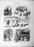 Old Antique Print 1877 Life Manitoba British North America Sledge Hunting 19th