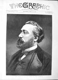 Original Old Antique Print 1877 Portrait Leon Gambetta French Politician 19th