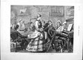 Old Antique Print 1877 Scene Inn Dover England Man Piano Music Waitress 19th