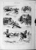 Old Antique Print 1877 Life Manitoba America Horses Bear Hunt Fox Sport 19th