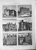 Original Old Antique Print 1877 Architecture London School Battersea Islington