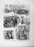 Old Antique Print 1877 Royal Academy People Art Paintings Horses Carriage 19th