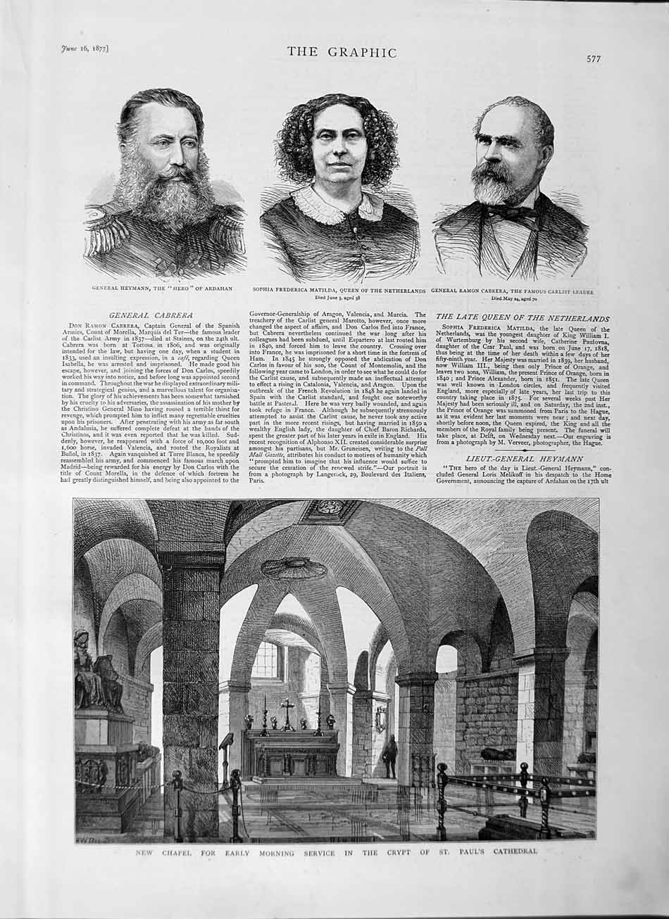 Old Antique Print 1877 Chapel Crypt Paul'S Cathedral Heymann Matilda Men 19th