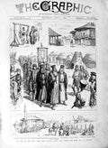 Original Old Antique Print 1877 War Russian Siers Danube River Matchin Mosque