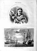 Old Antique Print 1877 Turko-Egyptian Ships War Troops Princess Roumania 19th
