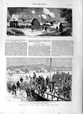 Old Antique Print 1877 War Russian Army Danube Boat Bombardment Giurgevo 19th