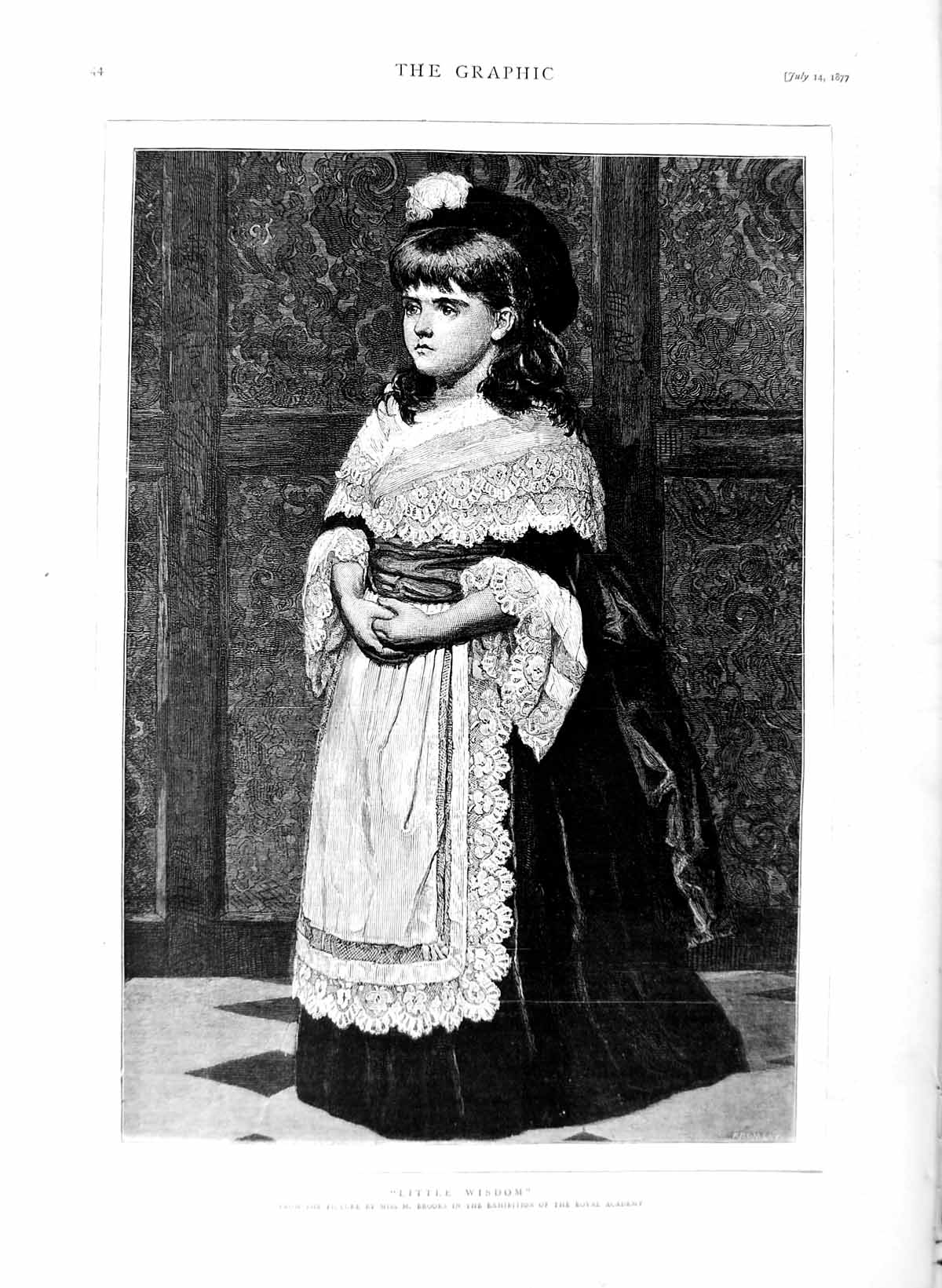 Original Old Antique Print 1877 Portrait Little Girl Fashion Dress Brooks 19th