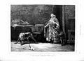 Old Antique Print 1877 Dollman Fine Art Man Sword Dagger Dogs Books Chair 19th