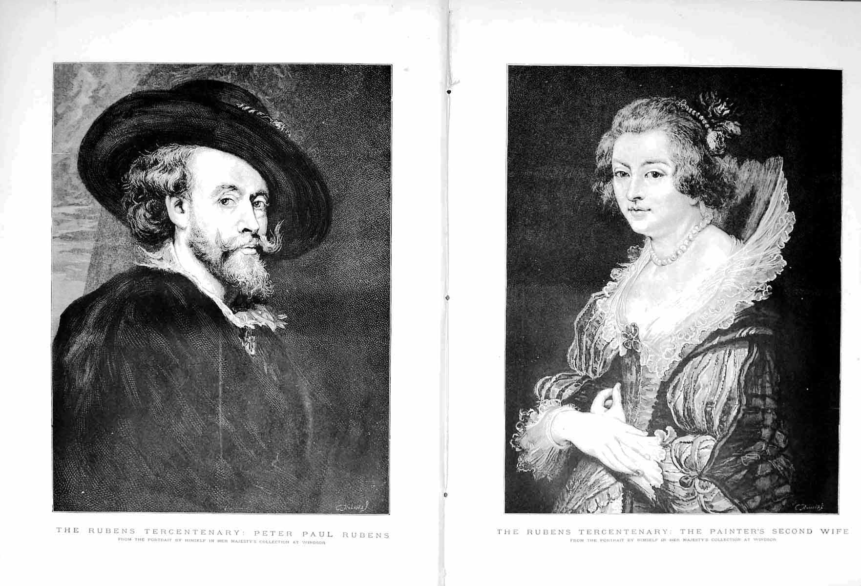 Old Antique Print 1877 Peter Paul Rubens Wife Tercentenary Windsor Art 19th