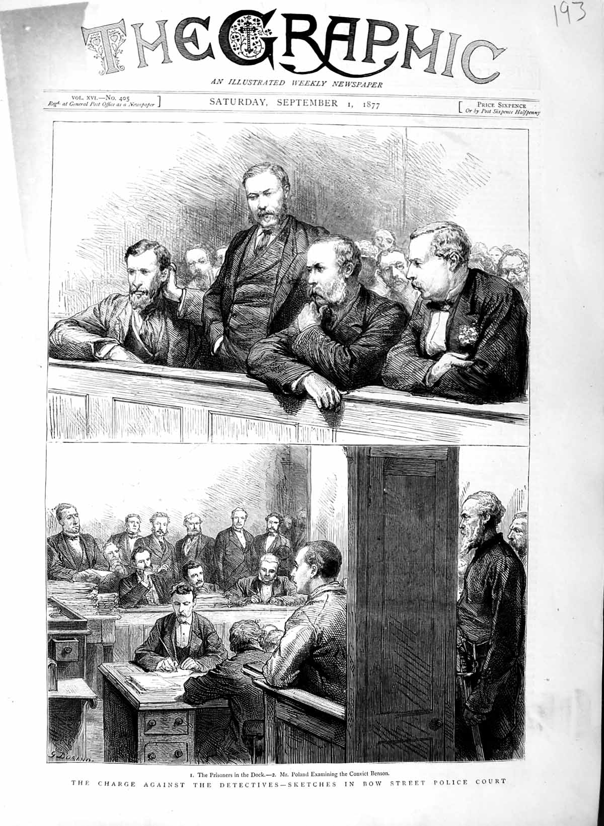 Original Old Antique Print 1877 Bow Street Police Court Prisoners Poland Benson