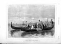 Original Old Antique Print 1877 Picnic Party Lagoon River Boat Passengers 19th